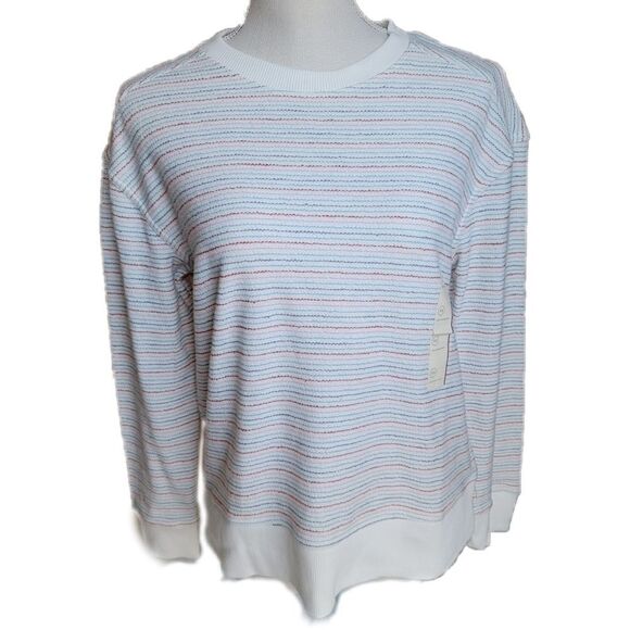 Sweater ultra thin striped crewneck long sleeve ca - Picture 1 of 4